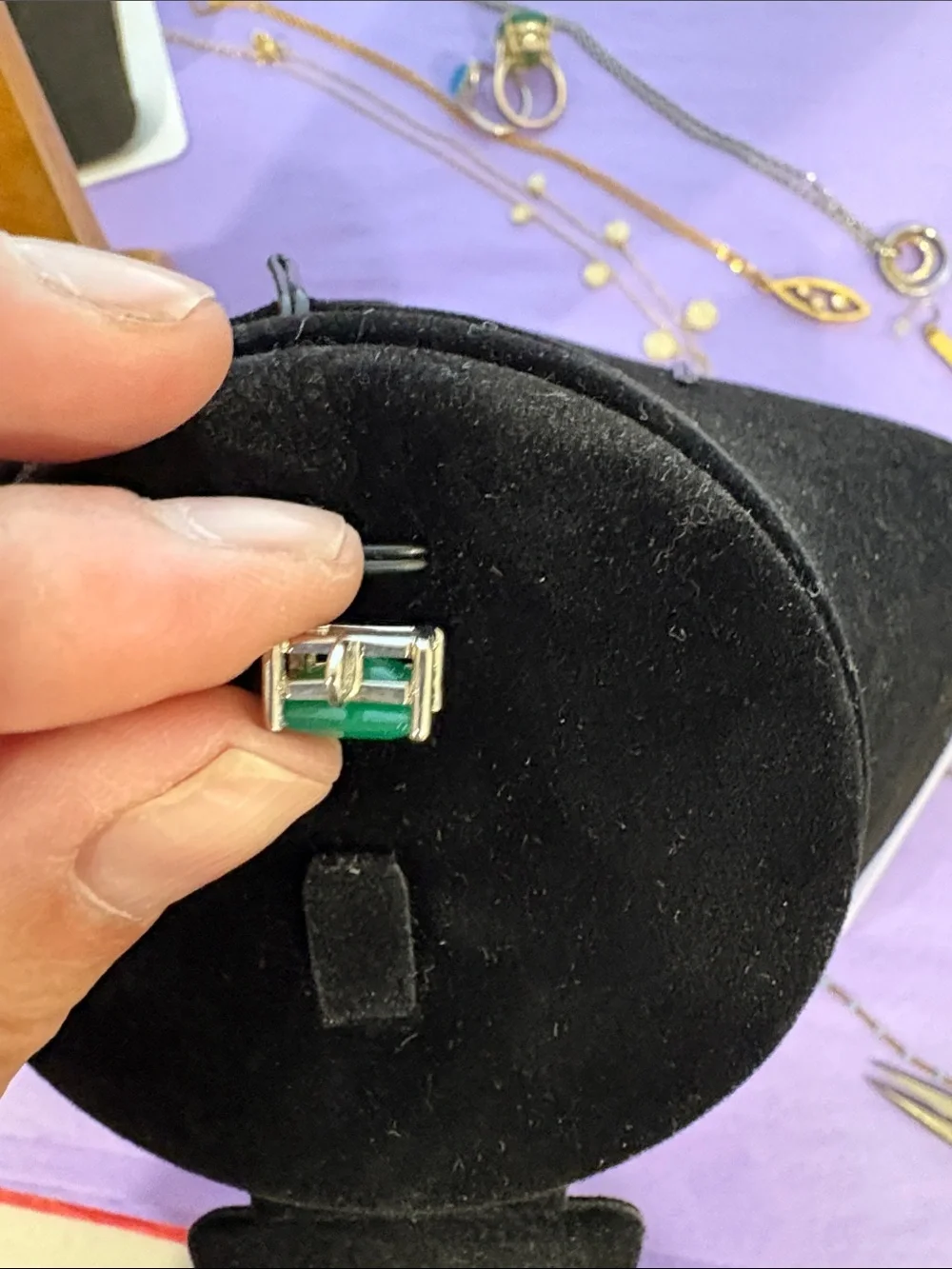 Emerald Green Onyx Rectangular Pendant Necklace set in Sterling Silver. Hespera